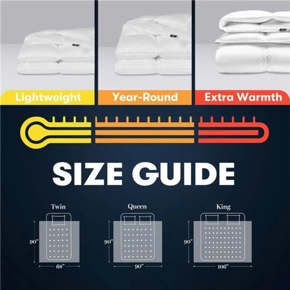 Feather Down Fiber Cotton Comforter Queen Size - 100% Cotton Duvet